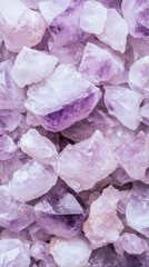 Fototapeta premium Amethyst crystals in soft pastel shades, geological mineral stones for natural healing and spiritual wellness