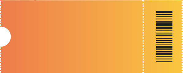 Orange Blank Ticket Mockup Realistic Vector Template Isolated on Gray Background