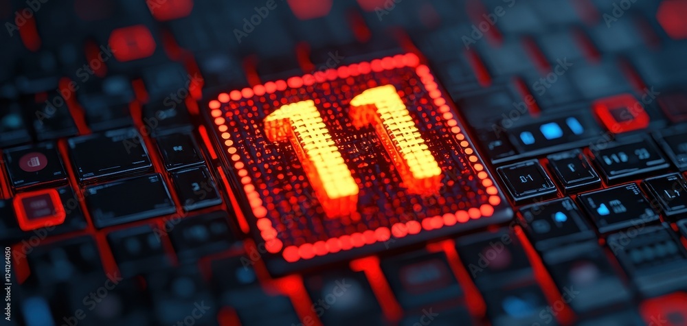 Poster A close-up of a digital display showing the number 