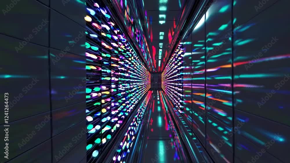 Fototapete vibrant light display in a futuristic tunnel with glowing patterns and technology