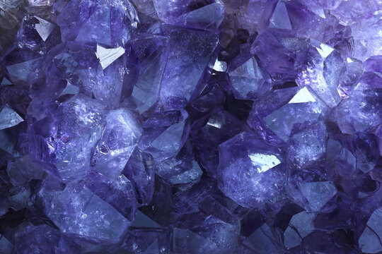 Close-up parts of the interior amethyst crystal geode with great depth of field. 