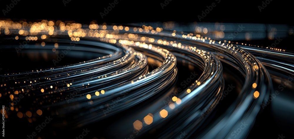 Aufkleber a combination of abstract curves, glowing gold light, and shiny motion patterns creates a futuristic