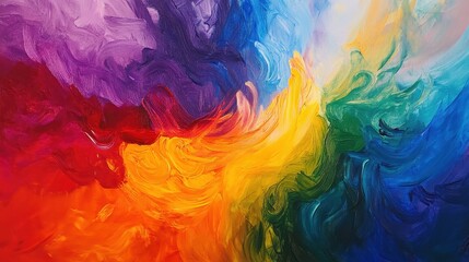 Abstract Rainbow Swirl Oil Painting Colorful Artwork