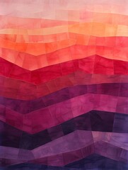 Illustration of A mesmerizing gradient blend of sunset hues, from deep purples to fiery reds, with abstract geometric patterns interwoven throughout. Ai Generate.
