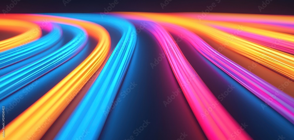 Leinwandbilder Blue futuristic motion light streaks in an abstract background symbolize speed, technology, and night transportation, creating a high-tech and dynamic visual style.