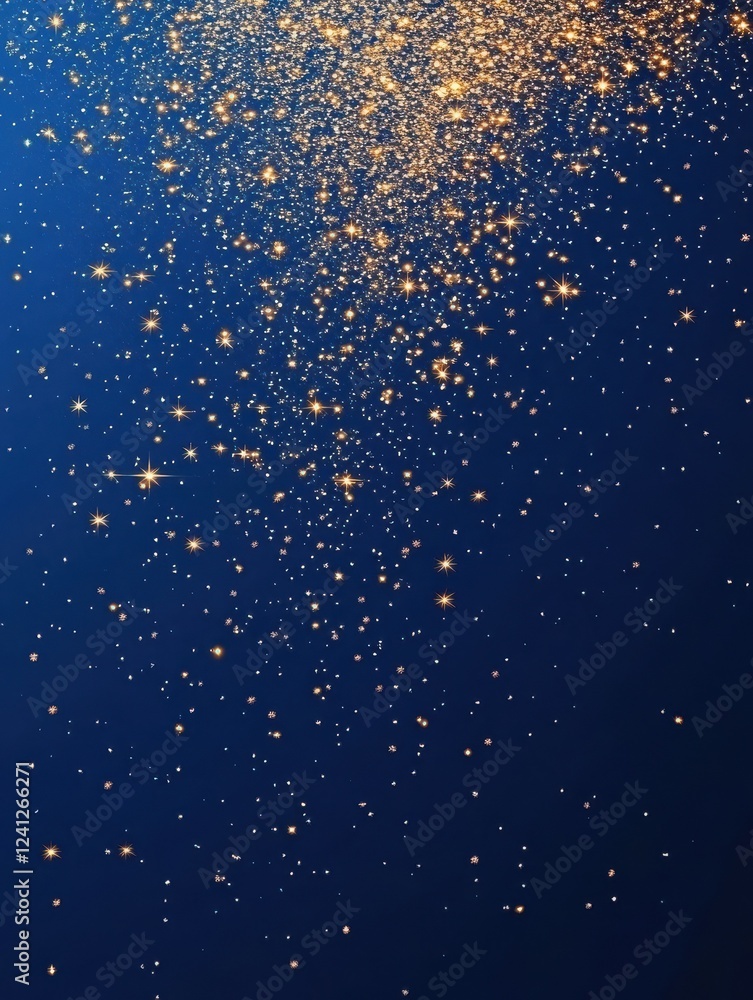 Poster abstract christmas background with falling snowflakes and sparkling stars on blue background with em