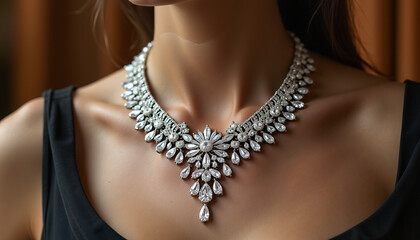 Diamond Necklace on Woman: Jewelry for Fashion Blogs & Websites