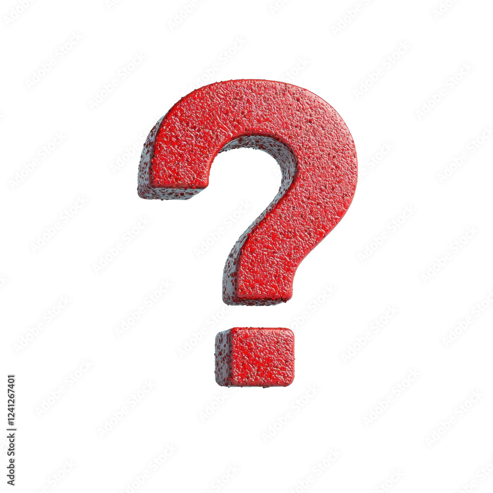 Poster bright red question mark symbol on white background for queries
