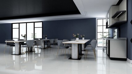 office pantry area 3d render interior design