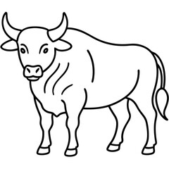 One-Line Buffalo Vector Illustration