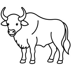One-Line Buffalo Vector Illustration
