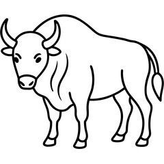 One-Line Buffalo Vector Illustration