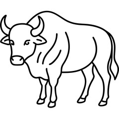 One-Line Buffalo Vector Illustration