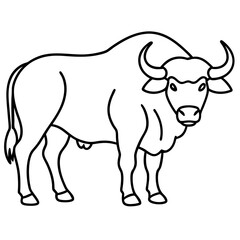 One-Line Buffalo Vector Illustration