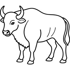 One-Line Buffalo Vector Illustration