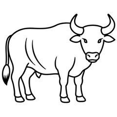One-Line Buffalo Vector Illustration
