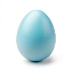 Single robins egg in soft blue shell isolated on white background symbolizing new life and spring renewal 