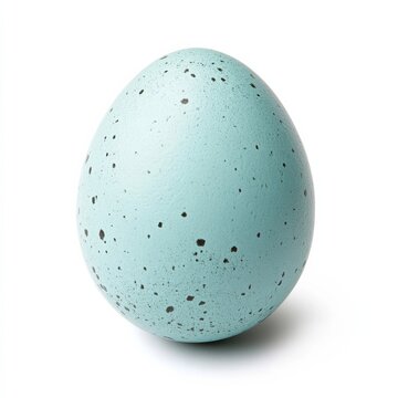 Single robins egg in soft blue shell isolated on white background symbolizing new life and spring renewal 