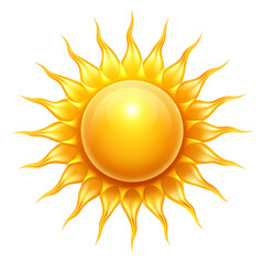 Bright yellow summer sun icon graphic design element hot day warm rays on transparent background