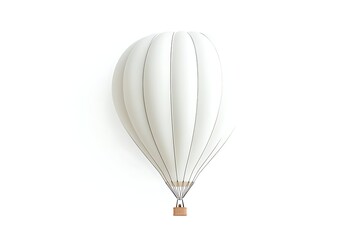 Fototapeta premium Isolated White Hot Air Balloon with Wooden Basket