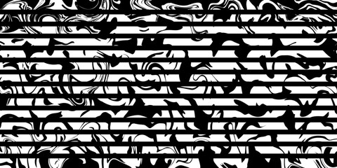 Abstract style chaotic wavy black and white seamless pattern background with stripes. Hand drawn horisontal vector illustration for cards, business, banners, wallpaper, textile, wrapping