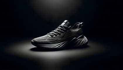 Futuristic Black Sneaker in Dramatic Lighting, GENERATIVE AI