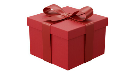 Obraz premium Red gift box with ribbon and bow. Christmas or birthday present.