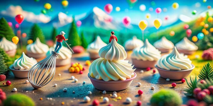 Whipped Cream Day Poster: Tilt-Shift Macro of Creamy Swirls & Whisk - Powered by Adobe