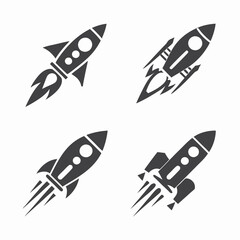 Clean and Modern Rocket Icon Bundle for Tech and Space.