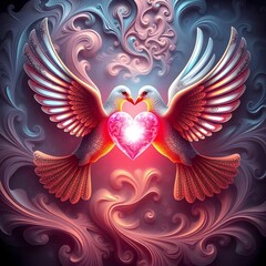 Obraz premium two doves with heart