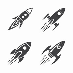 Clean and Modern Rocket Icon Bundle for Tech and Space.