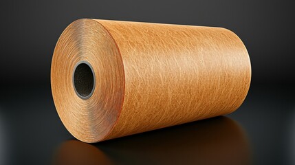 Brown Roll of Packing Paper for Shipping and Industrial Packaging Applications on Dark Background.