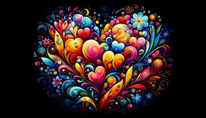 Vibrant Heart of Love and Creativity, Valentine's Day, GENERATIVE AI	