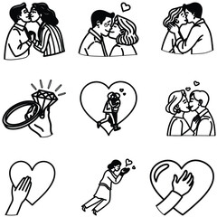 Love bundle icon line art and illustrator eps