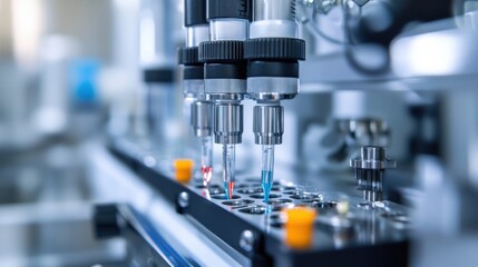 A closeup focus on the detector section of the HPLC device capturing the optical components and sensors that analyze the eluted compounds as they pass through enabling precise detection