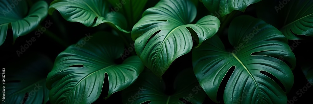 Wall mural abstract background with green leaves