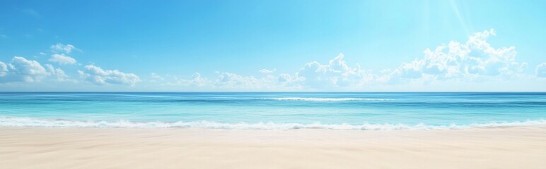 Obraz premium Idyllic beach paradise with clear blue sky and calm ocean