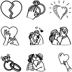 Love bundle icon line art and illustrator eps