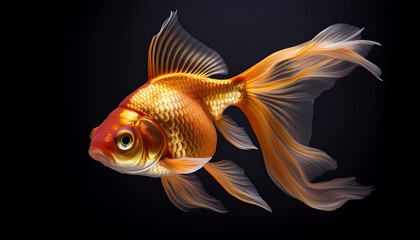 gold fish or goldfish remoted on black history