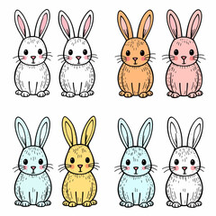 set of easter rabbits