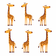 Set of giraffe vector illustration	