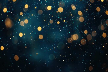 Shimmering blue and gold sparkles against a blurred backdrop - festive holiday illumination for celebrations and events