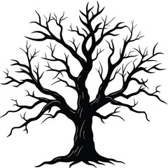 silhouette vector of a dead tree with branch
