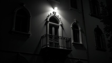 Obraz premium Gothic design of Balcony at Night, cinematic photography
