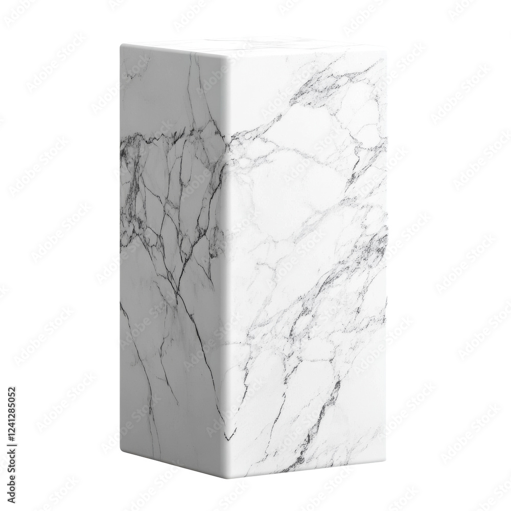 Aufkleber A digitally rendered image showcases a cubic block of white marble with gray veining, ideal for design applications.