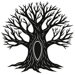 silhouette vector of a hollow tree