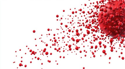 Obraz premium A digital rendering of red virus particles magnified, symbolizing disease transmission and medical science, alone on a white background.