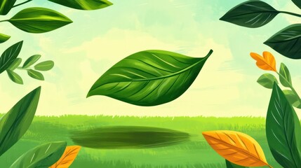 A vibrant illustration of leaves against a serene background, emphasizing nature's beauty.