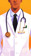 A healthcare professional in a white coat with a stethoscope, symbolizing medical care.