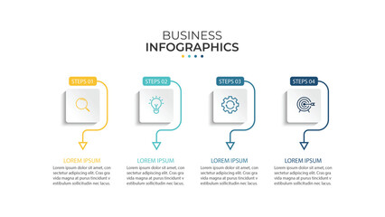 Vector Infographic label design template with icons and 4 options or steps.